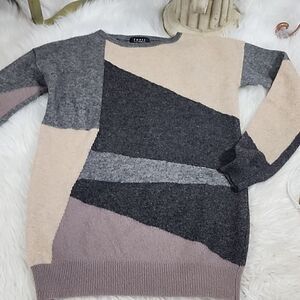 100% Cashmere FORTE Colorblock Sweater Buttery Soft